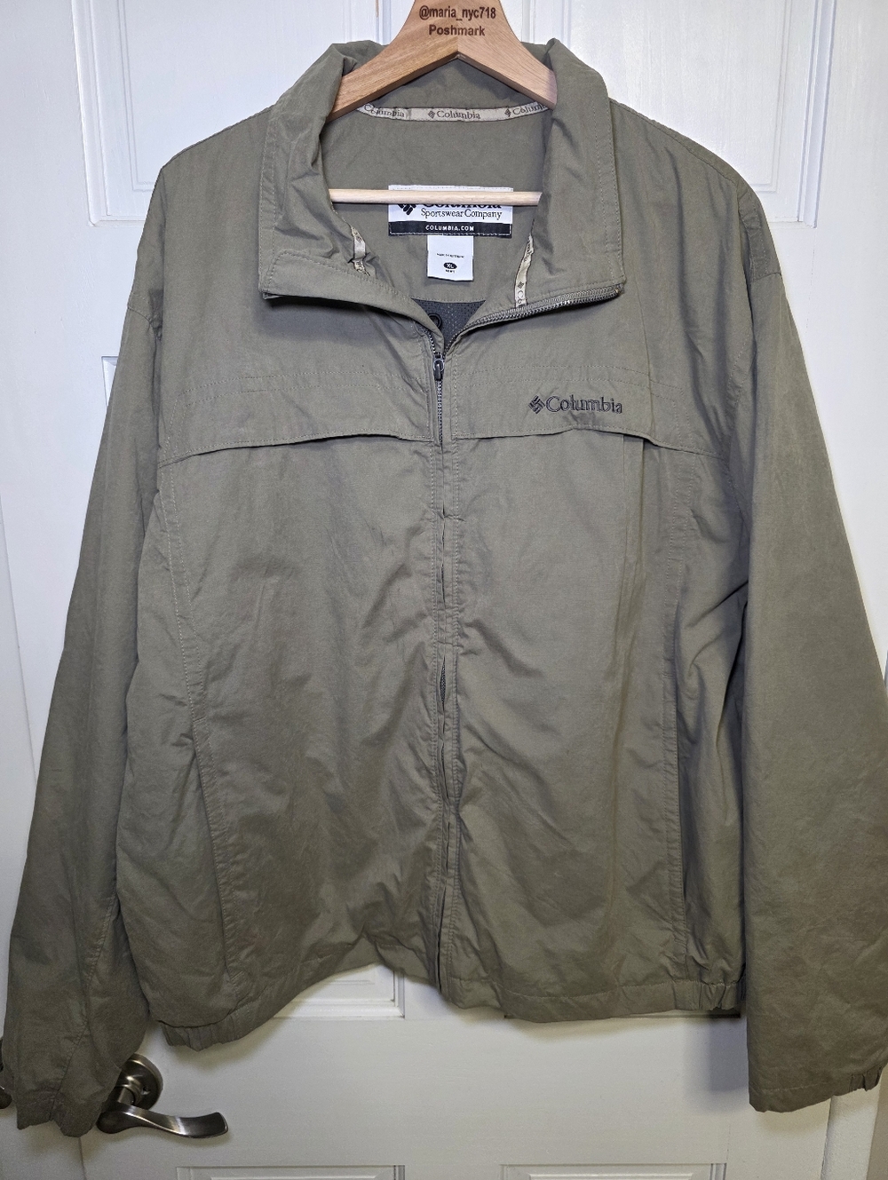 Columbia Lightweight Outdoor Windbreaker Jacket Zip Front- Men's Size XL Olive
